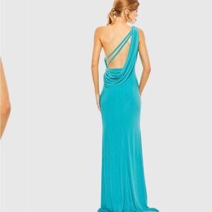 Mac Duggal Turquoise Backless Gown size 8
